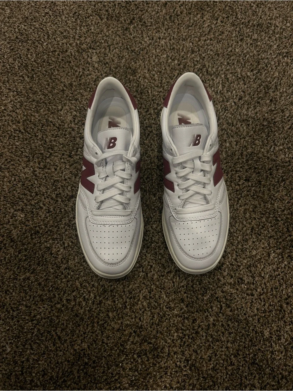 New Balance Kids White Sneakers with Maroon 'N'